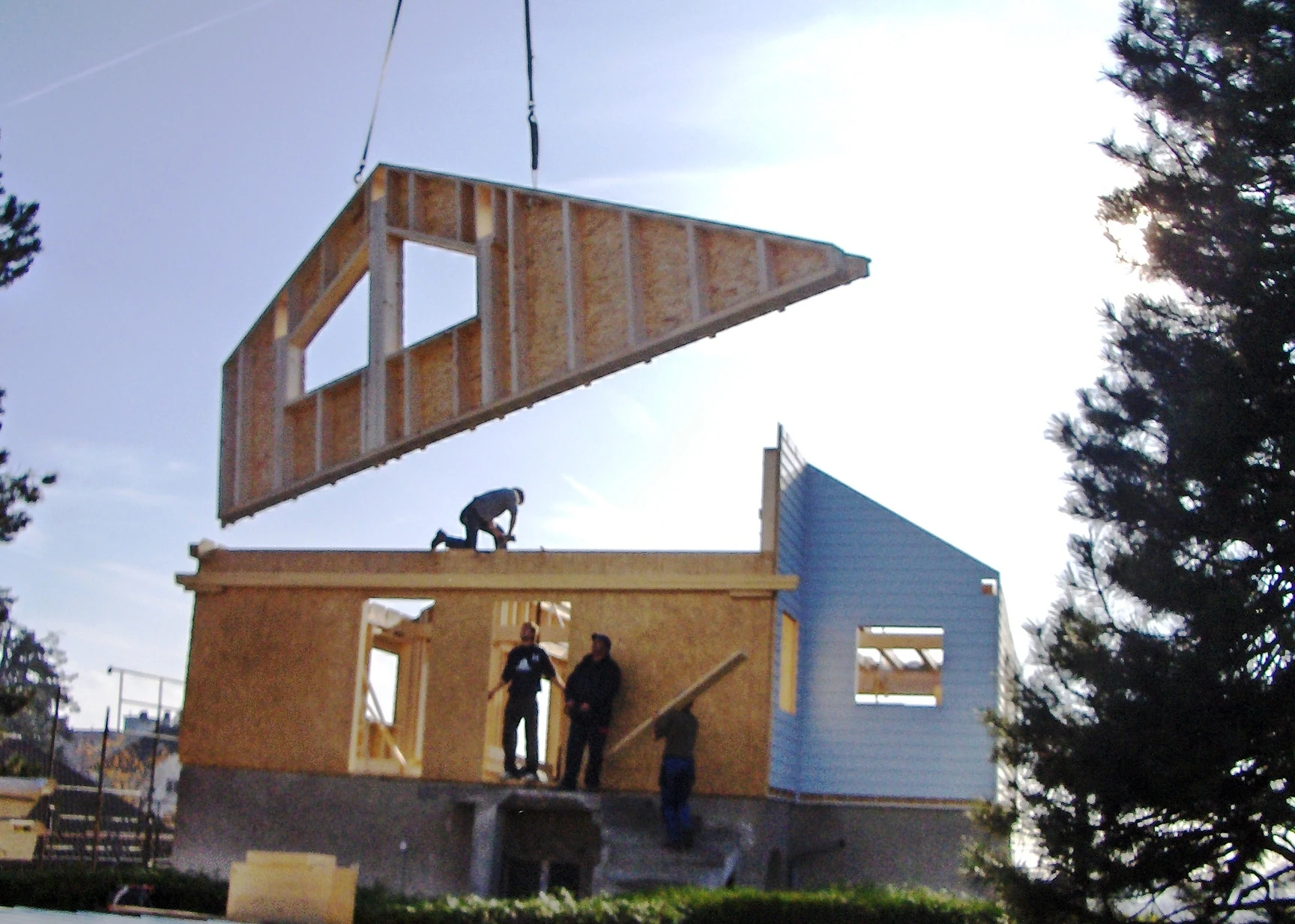 Pose d'une partie ossature bois